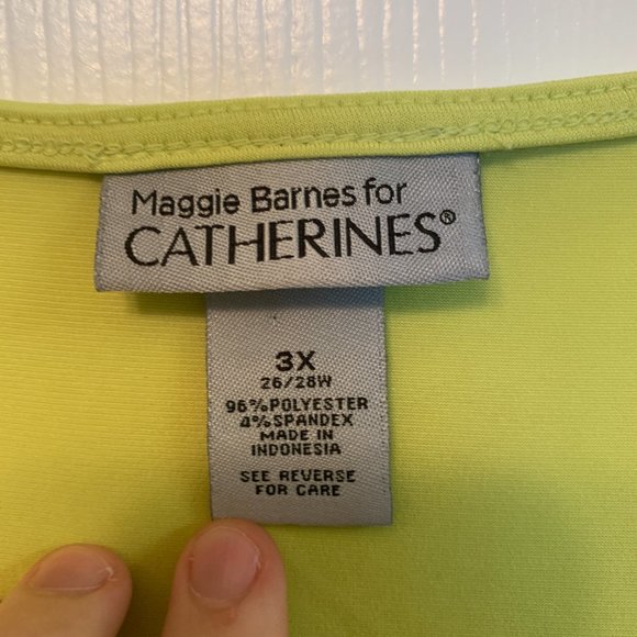 Maggie Barnes Top Womens Plus 3X Yellow Short Sleeve Blouse - Picture 4 of 7